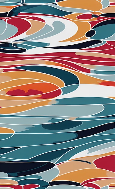 A colorful abstract pattern with a red, blue, and orange swirls.