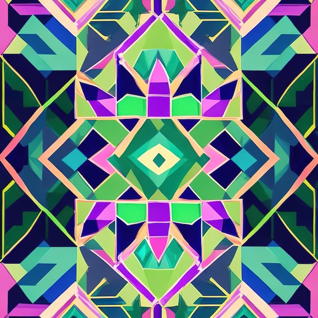 중간에 사각형이 있는 다채로운 추상 패턴