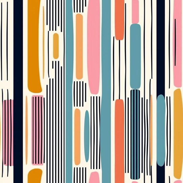 a colorful abstract pattern with stripes and shapes generative ai