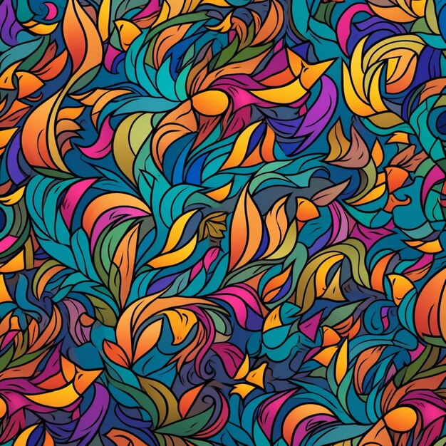 a colorful abstract pattern with swirls and waves generative ai