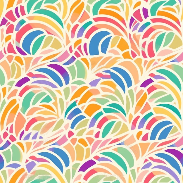 A colorful abstract pattern with wavy shapes generative ai