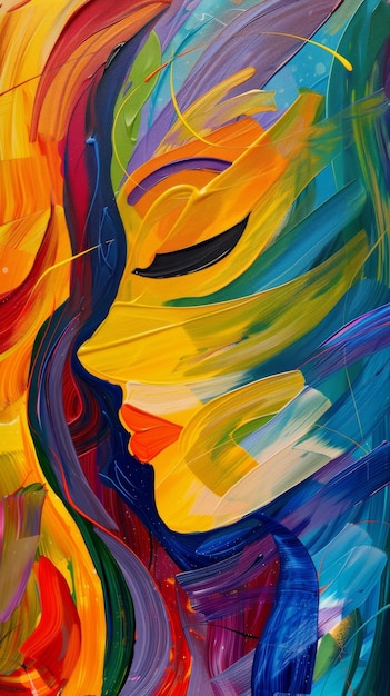 Colorful abstract portrait painting