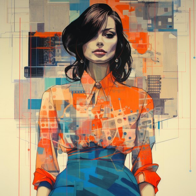 Colorful Abstract Print Hyperrealistic Urban Art With Elegant Emotive Faces