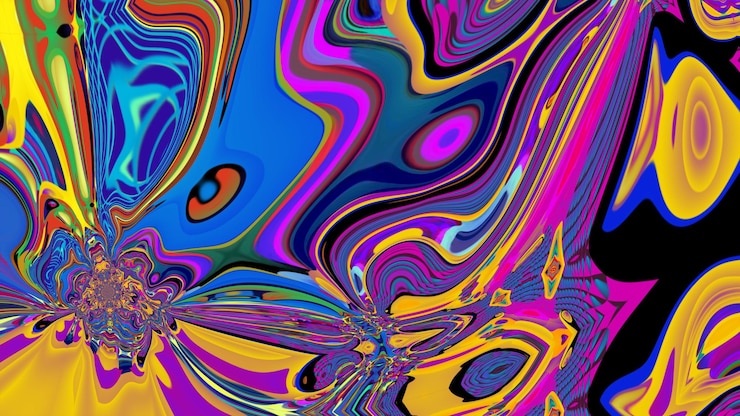 Photo colorful abstract psychedelic and fluid background for music