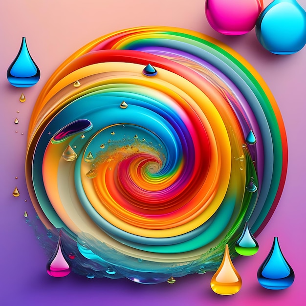 Colorful abstract rainbow water droplets splash waves of liquid rain background wallpaper design