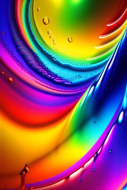 Colorful abstract rainbow water droplets splash waves of liquid rain background wallpaper design