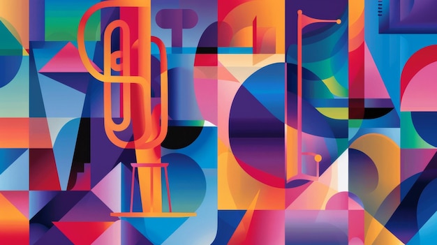 Цветное абстрактное представление элементов джазовой музыки