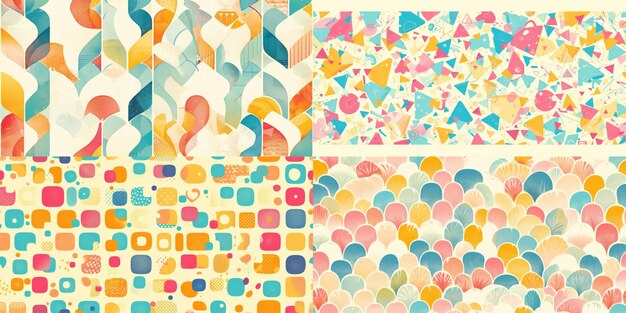 다채로운 추상적인 스타일의 무 무 패턴 벽화 페인트
