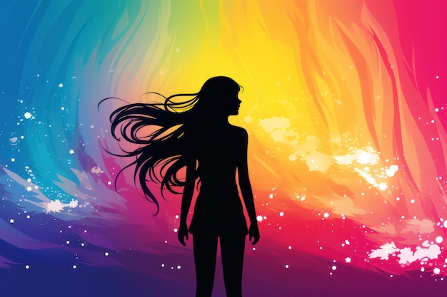 Colorful Abstract Silhouette Beauty and Fashion in Young Womens Illustration on White Background
