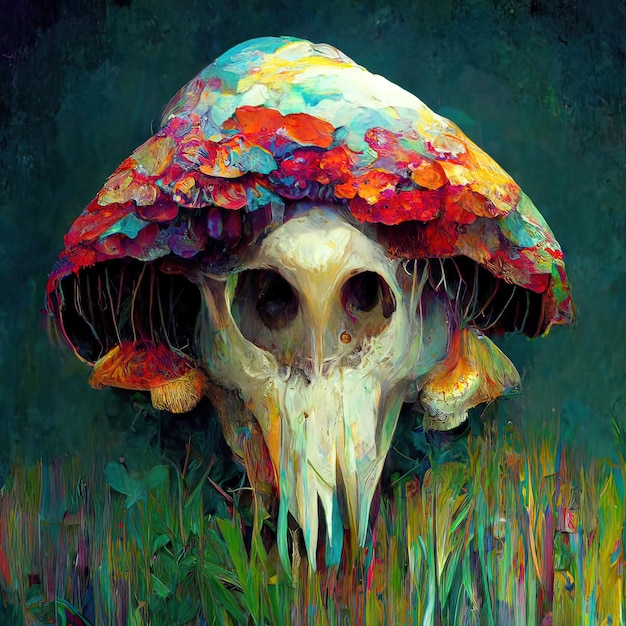 Colorful abstract skull_Generative AI