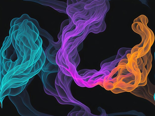 Colorful abstract smoke on black background representing aromatherapy Ai generation