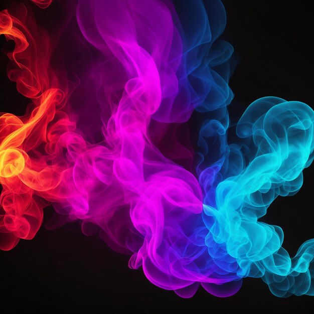 Photo colorful abstract smoke on black background