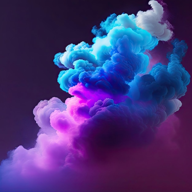 Colorful abstract smoke explosion on dark background