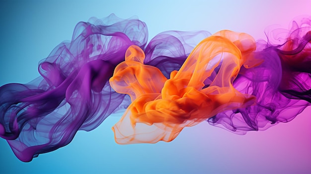 紫と青の背景のグラデーション風景の動的 cov で動いているカラフルな抽象的な煙
