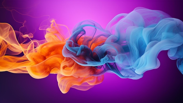 Colorful abstract smoke in motion with a Purple and blue background gradient landscape dynamic cov