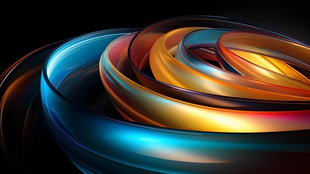 a colorful abstract swirl of swirl in a black background