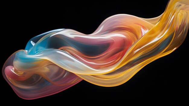 a colorful abstract swirl of swirl in a black background