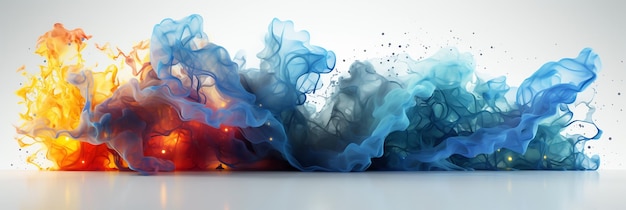 Colorful abstract of transparent smoke in white background