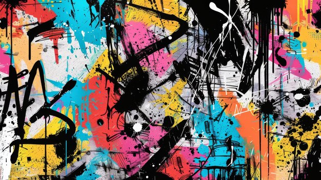 Photo colorful abstract urban style hiphop graffiti street art vibrant graffiti doodle artistic pop art illustration background
