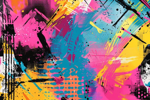 Photo colorful abstract urban style hiphop graffiti street art vibrant graffiti doodle artistic pop art illustration background