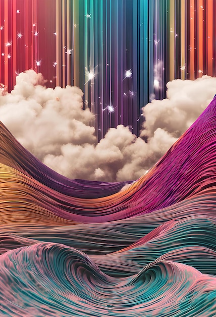 Colorful abstract wallpaper with wave motifs