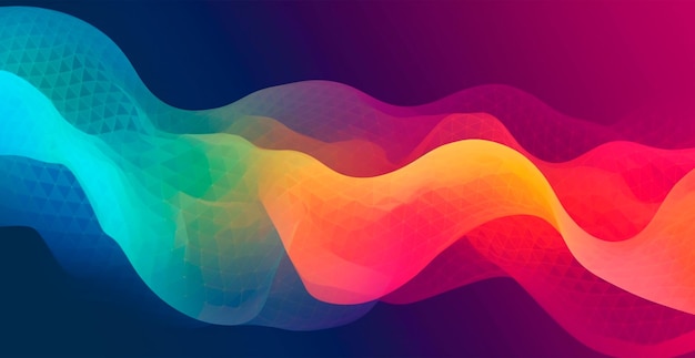 colorful abstract wave lines running horizontally on dark background digital world ai generated image