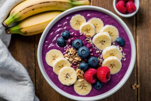 Photo colorful acai bowl with fruits