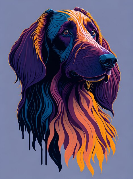 Colorful Afghan hound dog generative ai