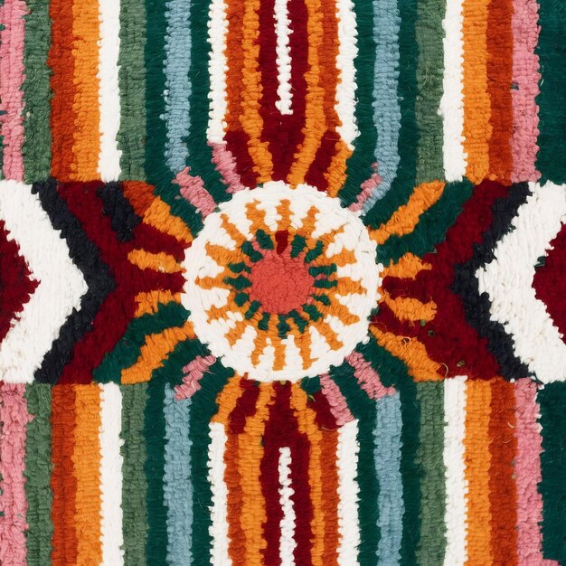 Photo colorful african peruvian style rug surface close up