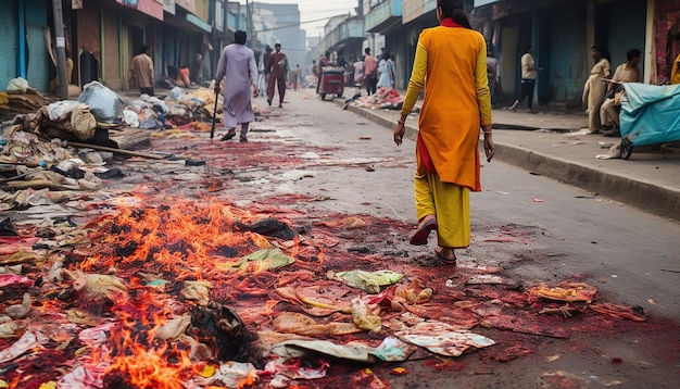 Photo the colorful aftermath on the streets postholi celebration
