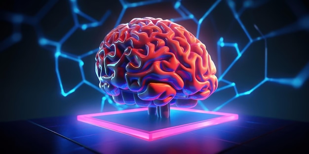 Разноцветные цифровые инновации AI Brain Нейронные сети и машинное обучение, созданные с помощью ИИ