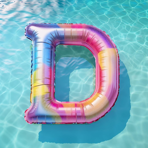 Photo colorful air mattress in the shape of the letter d