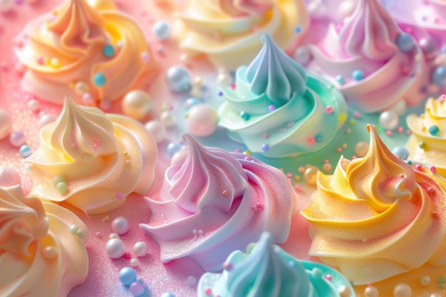 Colorful airy meringue cookies