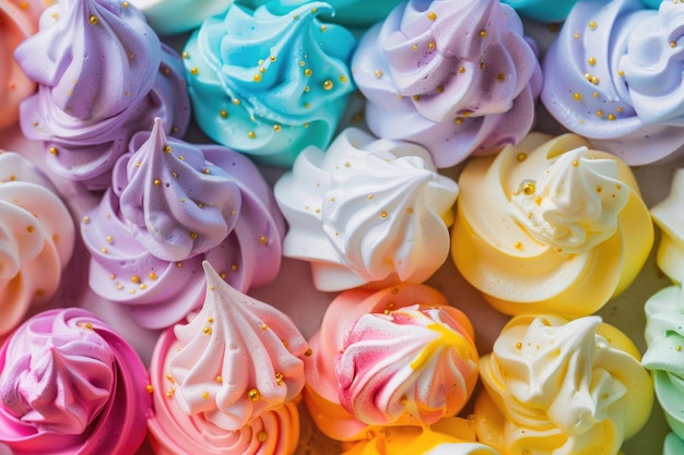 Colorful airy meringue cookies