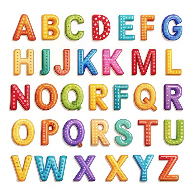 Photo colorful alphabet letters with decorative studs generative ai