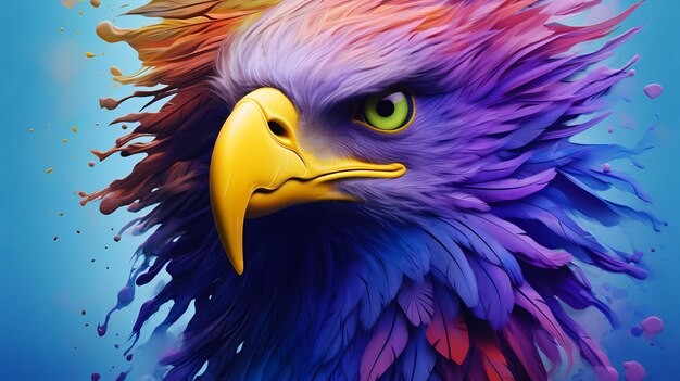 Colorful American eagle on colorful splash Generative AI