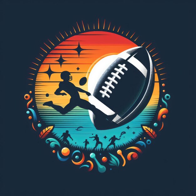 Photo colorful american football sport logo label concept colorful