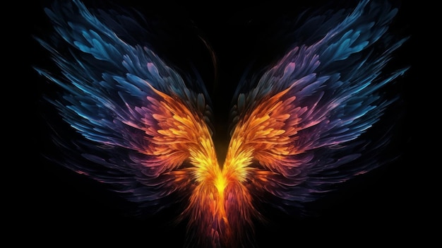 A colorful angel wings with the word angel on the bottom