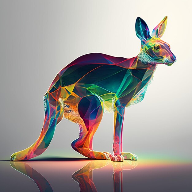 A colorful animal with a kangaroo on the back