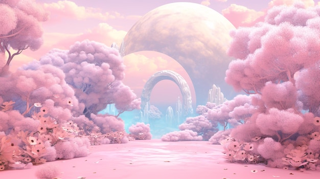 Photo colorful anime landscape illustration background