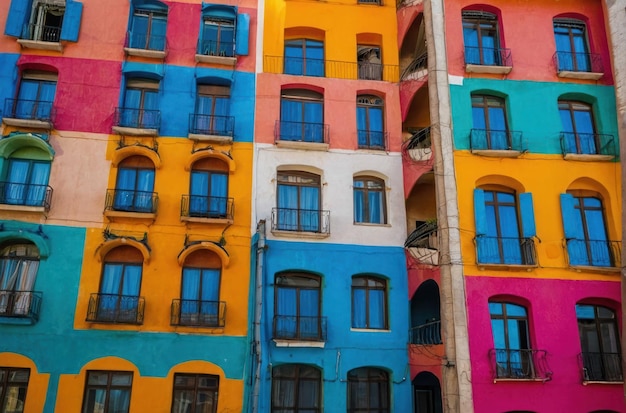 Foto la colorata facciata di un condominio