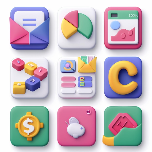 a colorful app with the letter c on it