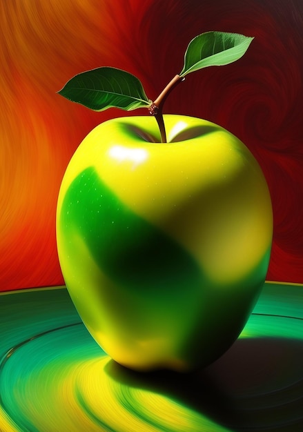 A colorful apple with a flower inside