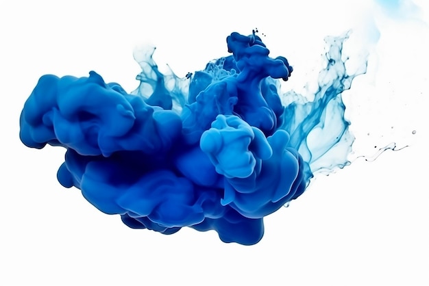 Photo colorful aqua blue ink flowing in abstract motion on a white background
