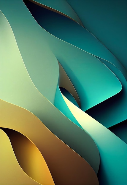 Colorful aquamarine wavy shapes abstract background