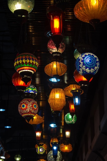 Colorful Arabic Lanterns in market