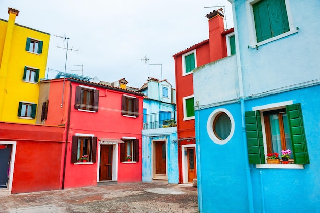 Colorful architecture in Burano island, Venice, Italy. Famous travel destination