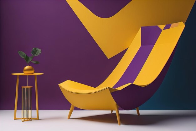 Colorful armchair on a solid color background ai generative