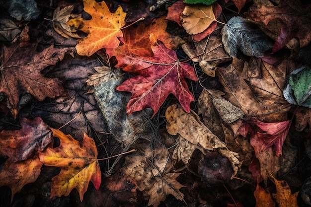 A colorful array of autumn leaves