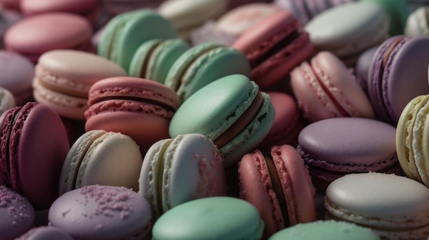 A colorful array of delicious macaroons generative ai